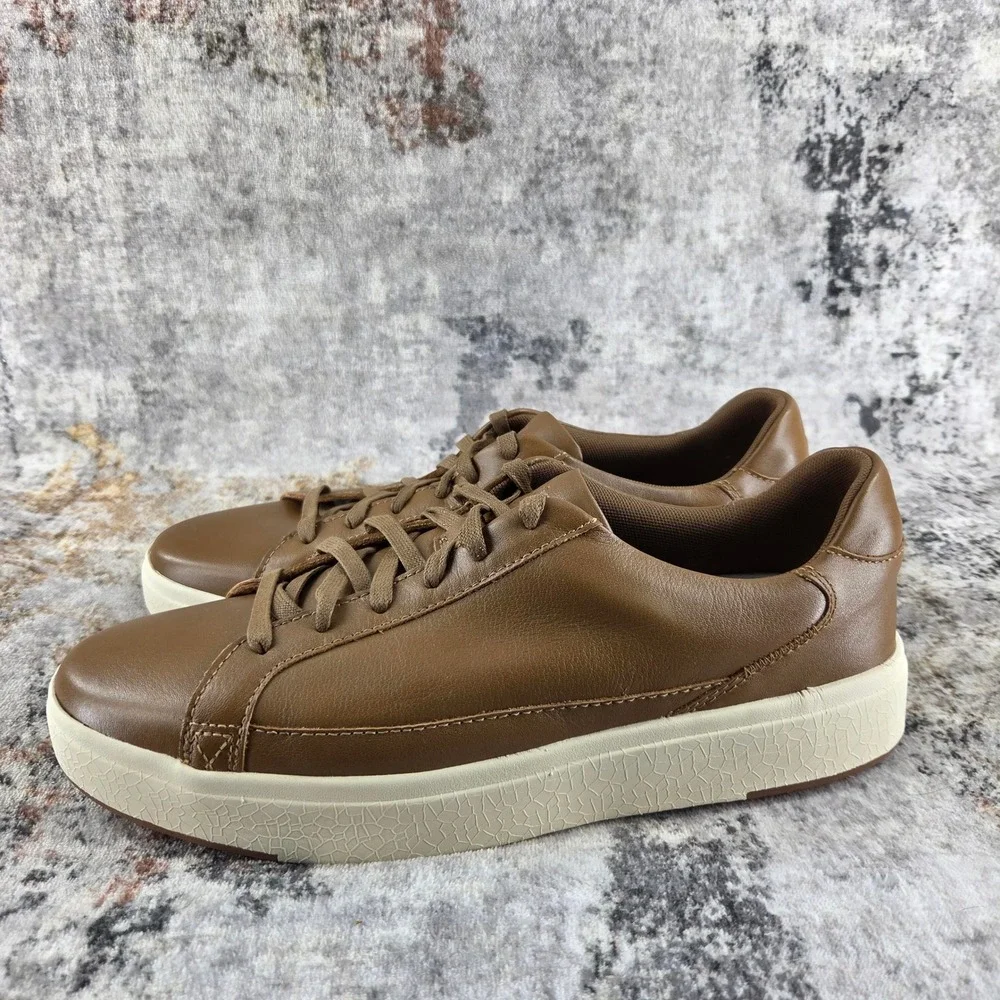 Kizik Vegas Hands Free Slip On Shoes Mens 11 Walnut Brown Leather Sneakers A5FC
